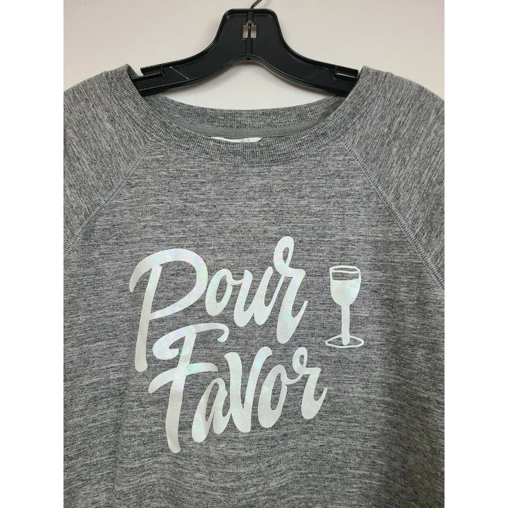 Wildfox Womens Gray Crew Neck Pullover Pour Favor Statement Sweatshirt Sz Medium - Picture 3 of 8